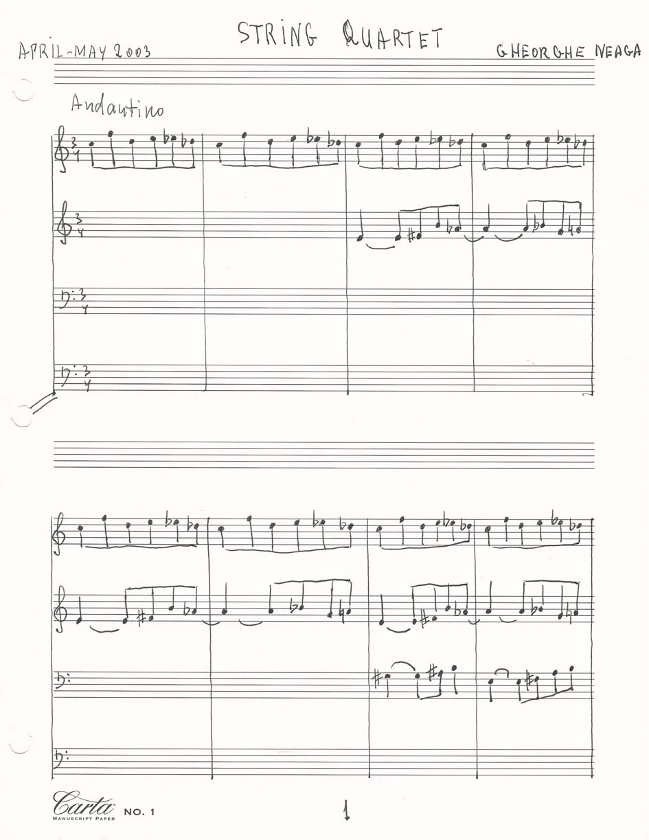 String Quartet manuscript, April-May 2003